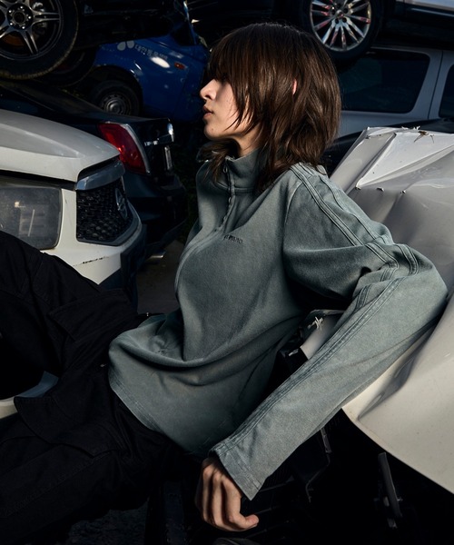 Openyard(オープンヤード)の「『Openyard/オープンヤード』FADED TRACK ZIP-UP/フェイディドトラックジップアップ(デニムジャケット・メンズ・ブラック/ブルー・M/L)」の1枚目の写真