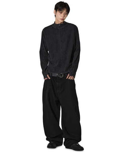 Openyard(オープンヤード)の「『Openyard/オープンヤード』FADED TRACK ZIP-UP/フェイディドトラックジップアップ(デニムジャケット・メンズ・ブラック/ブルー・M/L)」の3枚目の写真