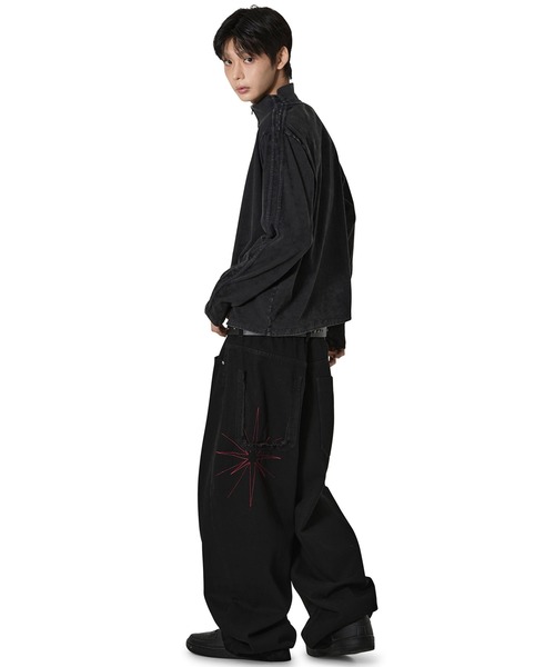 Openyard(オープンヤード)の「『Openyard/オープンヤード』FADED TRACK ZIP-UP/フェイディドトラックジップアップ(デニムジャケット・メンズ・ブラック/ブルー・M/L)」の5枚目の写真