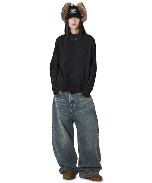 Openyard(オープンヤード)の「『Openyard/オープンヤード』FADED TRACK ZIP-UP/フェイディドトラックジップアップ(デニムジャケット・メンズ・ブラック/ブルー・M/L)」の6枚目の写真