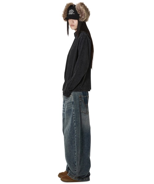 Openyard(オープンヤード)の「『Openyard/オープンヤード』FADED TRACK ZIP-UP/フェイディドトラックジップアップ(デニムジャケット・メンズ・ブラック/ブルー・M/L)」の8枚目の写真