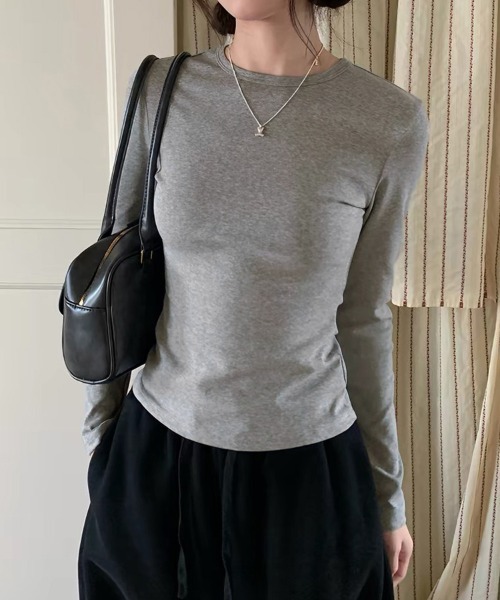 ONEP STAR(ワンピスター)の「ベーシックフィット長袖クルーネックカットソー(Tシャツ/カットソー・レディース・グレー/ホワイト/ブラック・FREE)」の18枚目の写真