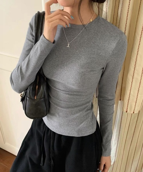 ONEP STAR(ワンピスター)の「ベーシックフィット長袖クルーネックカットソー(Tシャツ/カットソー・レディース・グレー/ホワイト/ブラック・FREE)」の19枚目の写真