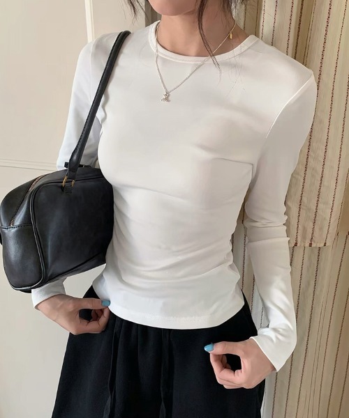 ONEP STAR(ワンピスター)の「ベーシックフィット長袖クルーネックカットソー(Tシャツ/カットソー・レディース・グレー/ホワイト/ブラック・FREE)」の21枚目の写真