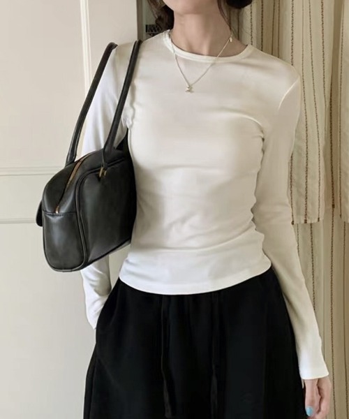 ONEP STAR(ワンピスター)の「ベーシックフィット長袖クルーネックカットソー(Tシャツ/カットソー・レディース・グレー/ホワイト/ブラック・FREE)」の11枚目の写真