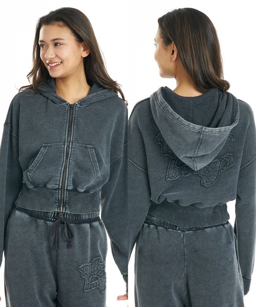 BILLABONG(ビラボン)の「BILLABONG ウィメンズ LOOSE CROPPED WASHED ZIP PARKA パーカー 【2026年秋冬モデル】/ビラボンヴィンテージライククロップドジップアップフーディー(セットアップ対応可)(パーカー・レディース・ライトブルー/ブラック・MEDIUM/LARGE)」の1枚目の写真