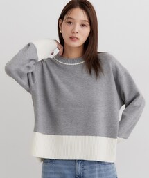 【1枚完結 体型カバー】もちもち配色ニット
