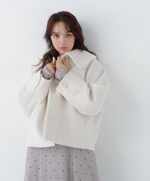 NATURAL BEAUTY BASIC(ナチュラルビューティーベーシック)の「ビックカラーシャギーコート(その他アウター・レディース・グレー/オフホワイト・FREE)」の1枚目の写真
