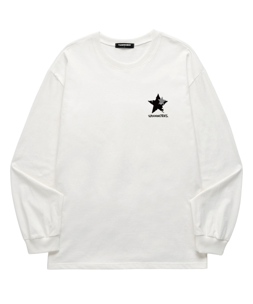 VANNWORKS(バンワークス)の「2STAR HORSE ロングスリーブ (VLS0230) ホワイト(Tシャツ/カットソー・レディース・その他・SMALL/MEDIUM/LARGE/X-LARGE/XX-LARGE)」の2枚目の写真