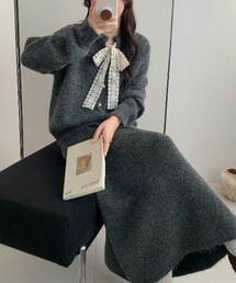 ニットトップススカートセットアップ