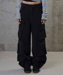 Multi Cargo Wide Pants - Black