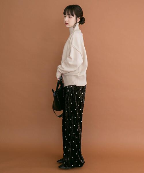 ITEMS URBANRESEARCH（アイテムズ アーバンリサーチ）の「ハイネックワイドニット（ニット/セーター・レディース・ホワイト系その他/オフホワイト/ネイビー/オレンジ・FREE）」の10枚目の写真