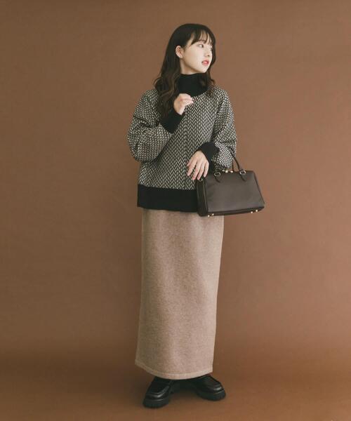 ITEMS URBANRESEARCH（アイテムズ アーバンリサーチ）の「ハイネックワイドニット（ニット/セーター・レディース・ホワイト系その他/オフホワイト/ネイビー/オレンジ・FREE）」の14枚目の写真