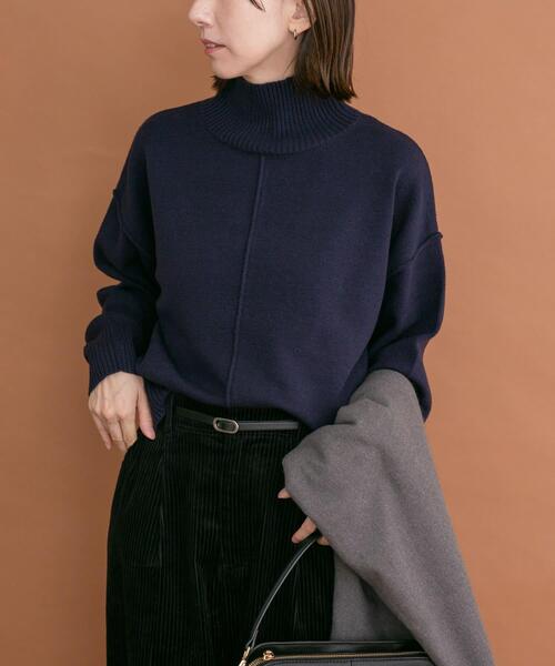 ITEMS URBANRESEARCH（アイテムズ アーバンリサーチ）の「ハイネックワイドニット（ニット/セーター・レディース・ホワイト系その他/オフホワイト/ネイビー/オレンジ・FREE）」の18枚目の写真