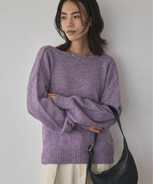 Doux archives(ドゥアルシーヴ)の「【EC先行予約】カシュクールニット(ニット/セーター・レディース・ベージュ/パープル/チャコールグレー・FREE)」の4枚目の写真