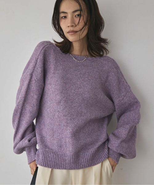 Doux archives(ドゥアルシーヴ)の「【EC先行予約】カシュクールニット(ニット/セーター・レディース・ベージュ/パープル/チャコールグレー・FREE)」の12枚目の写真