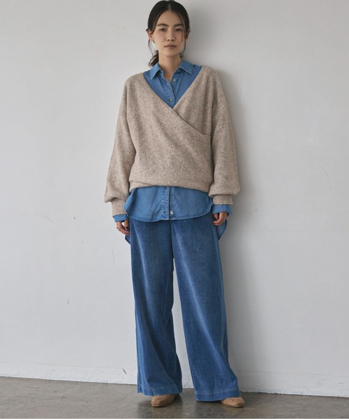 Doux archives(ドゥアルシーヴ)の「【EC先行予約】カシュクールニット(ニット/セーター・レディース・ベージュ/パープル/チャコールグレー・FREE)」の13枚目の写真