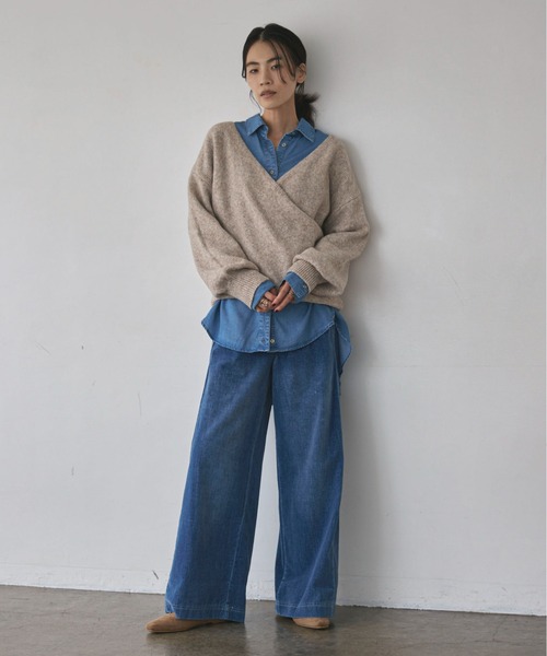 Doux archives(ドゥアルシーヴ)の「【EC先行予約】カシュクールニット(ニット/セーター・レディース・ベージュ/パープル/チャコールグレー・FREE)」の18枚目の写真