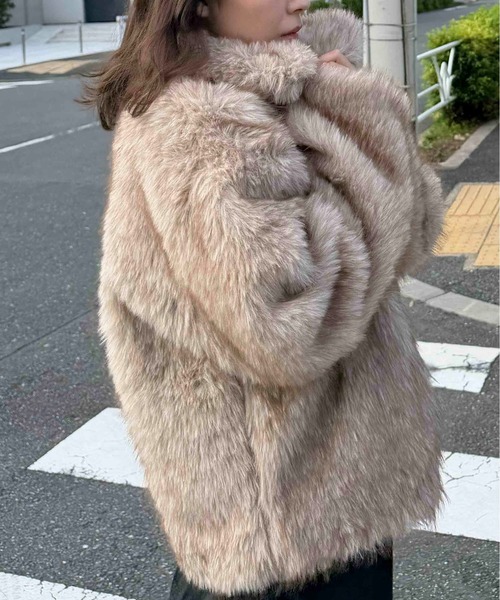 AS KNOW AS plus（アズノゥアズプラス）の「☆Wジップファスナー フェイクファーブルゾン【UNISEX ITEM】 【WEB限定】（ブルゾン・レディース・グレー系/ブラウン系/ベージュ系/アイボリー系・FREE）」の6枚目の写真