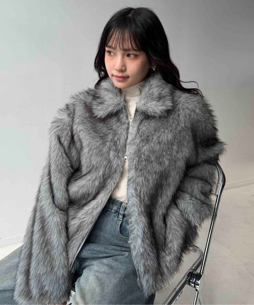 AS KNOW AS plus（アズノゥアズプラス）の「☆Wジップファスナー フェイクファーブルゾン【UNISEX ITEM】 【WEB限定】（ブルゾン・レディース・グレー系/ブラウン系/ベージュ系/アイボリー系・FREE）」の16枚目の写真
