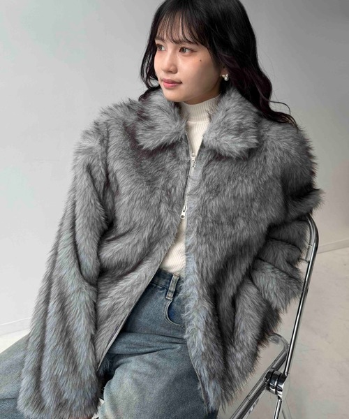AS KNOW AS plus（アズノゥアズプラス）の「☆Wジップファスナー フェイクファーブルゾン【UNISEX ITEM】 【WEB限定】（ブルゾン・レディース・グレー系/ブラウン系/ベージュ系/アイボリー系・FREE）」の17枚目の写真