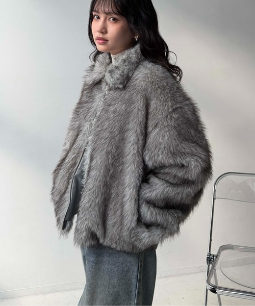 AS KNOW AS plus（アズノゥアズプラス）の「☆Wジップファスナー フェイクファーブルゾン【UNISEX ITEM】 【WEB限定】（ブルゾン・レディース・グレー系/ブラウン系/ベージュ系/アイボリー系・FREE）」の15枚目の写真