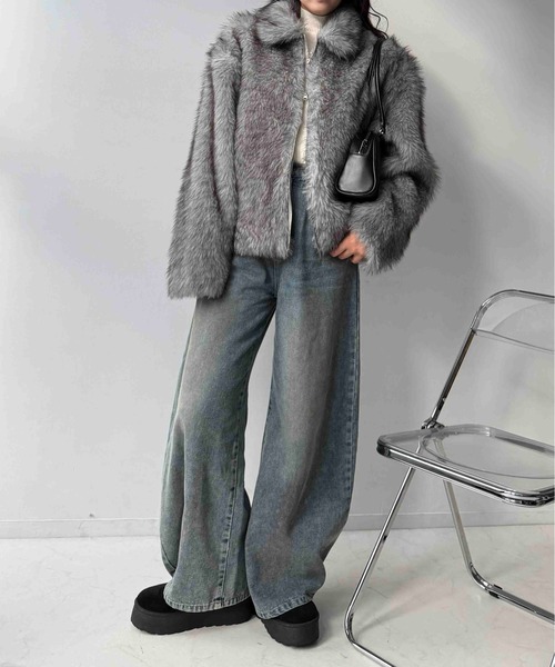 AS KNOW AS plus（アズノゥアズプラス）の「☆Wジップファスナー フェイクファーブルゾン【UNISEX ITEM】 【WEB限定】（ブルゾン・レディース・グレー系/ブラウン系/ベージュ系/アイボリー系・FREE）」の20枚目の写真