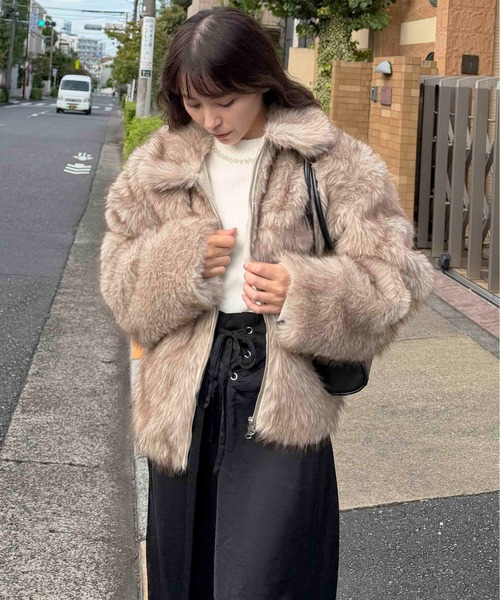 AS KNOW AS plus（アズノゥアズプラス）の「☆Wジップファスナー フェイクファーブルゾン【UNISEX ITEM】 【WEB限定】（ブルゾン・レディース・グレー系/ブラウン系/ベージュ系/アイボリー系・FREE）」の5枚目の写真