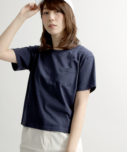 WEGO（ウィゴー）の「WEGO/USAコットンUネックTシャツ（Tシャツ/カットソー・レディース・杢グレー/ネイビー/キャメル/ブラック/ホワイト/イエロー/ピンク/レッド系その他/ホワイト系その他/パープル/ダークグリーン・MEDIUM/LARGE）」の6枚目の写真