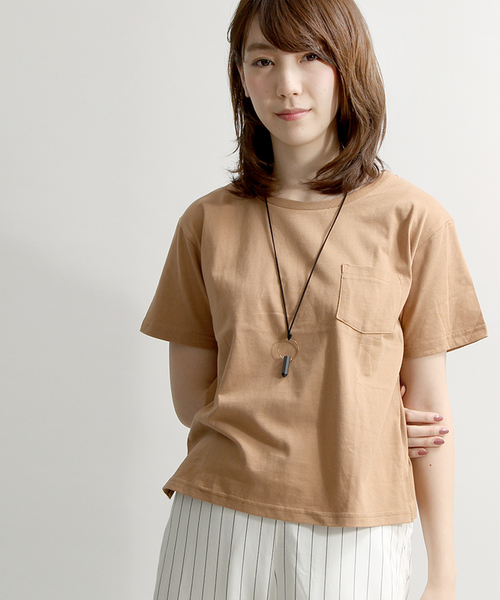 WEGO（ウィゴー）の「WEGO/USAコットンUネックTシャツ（Tシャツ/カットソー・レディース・杢グレー/ネイビー/キャメル/ブラック/ホワイト/イエロー/ピンク/レッド系その他/ホワイト系その他/パープル/ダークグリーン・MEDIUM/LARGE）」の9枚目の写真