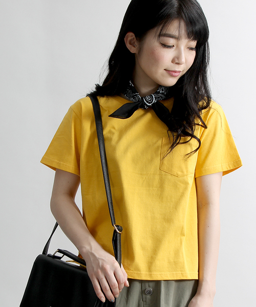 WEGO（ウィゴー）の「WEGO/USAコットンUネックTシャツ（Tシャツ/カットソー・レディース・杢グレー/ネイビー/キャメル/ブラック/ホワイト/イエロー/ピンク/レッド系その他/ホワイト系その他/パープル/ダークグリーン・MEDIUM/LARGE）」の8枚目の写真