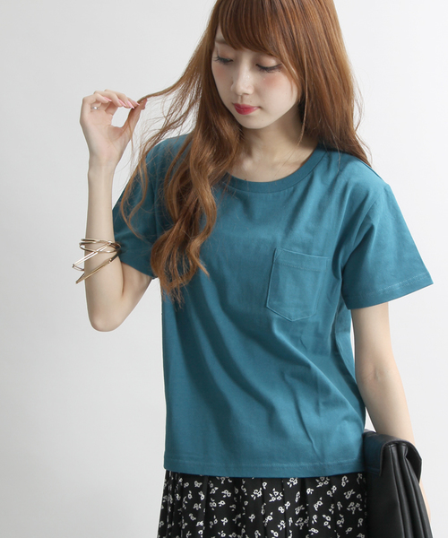 WEGO（ウィゴー）の「WEGO/USAコットンUネックTシャツ（Tシャツ/カットソー・レディース・杢グレー/ネイビー/キャメル/ブラック/ホワイト/イエロー/ピンク/レッド系その他/ホワイト系その他/パープル/ダークグリーン・MEDIUM/LARGE）」の5枚目の写真