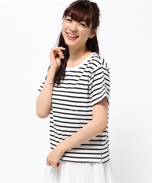 WEGO（ウィゴー）の「WEGO/USAコットンUネックTシャツ（Tシャツ/カットソー・レディース・杢グレー/ネイビー/キャメル/ブラック/ホワイト/イエロー/ピンク/レッド系その他/ホワイト系その他/パープル/ダークグリーン・MEDIUM/LARGE）」の14枚目の写真