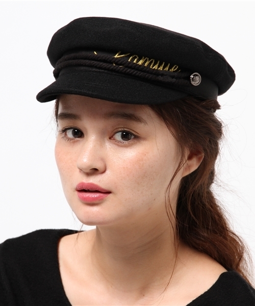 MOUSSY（マウジー）の「MESSAGE MARINE CAP（キャップ・レディース・ブラック/ベージュ・FREE）」の2枚目の写真