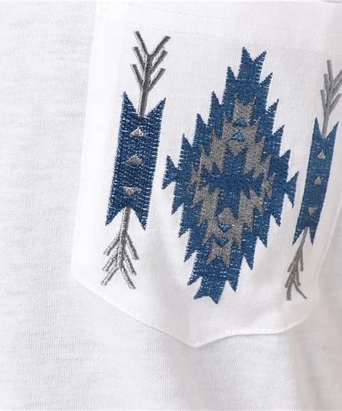 VENCEEXCHANGE(ヴァンスエクスチェンジ)の「オルテガ刺繍ポケットT (Tシャツ/カットソー・レディース・オフホワイト/ブラック/オレンジ・MEDIUM)」の9枚目の写真