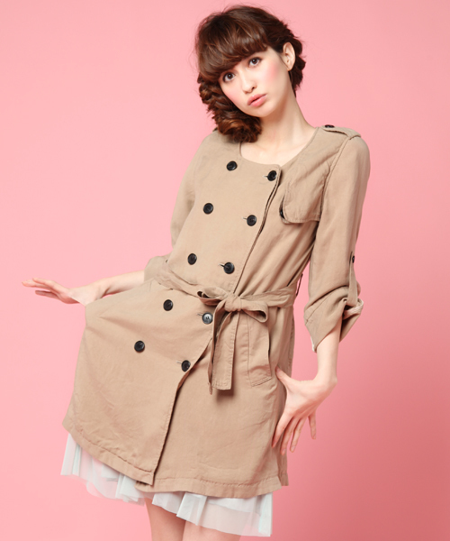 Another Edition（アナザーエディション）の「AE［A］テンセルOX N/C TRNC(InRed4月)（トレンチコート・レディース・ベージュ/ナチュラル/コバルトブルー・SMALL/MEDIUM）」の4枚目の写真