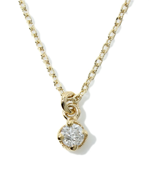 agete ネックレス　k14 agete アガット K14イエローゴールド 1粒 ダイヤ0.05ct ネックレス