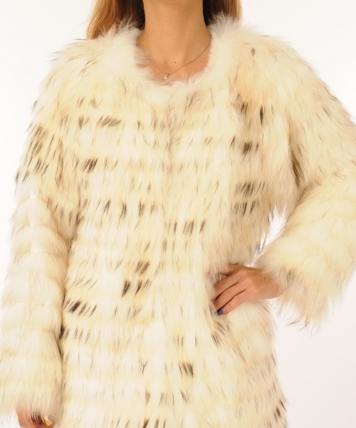 DURAS（デュラス）の「ラクーン段々コート（その他アウター・レディース・ホワイト/ブラック・FREE）」の5枚目の写真