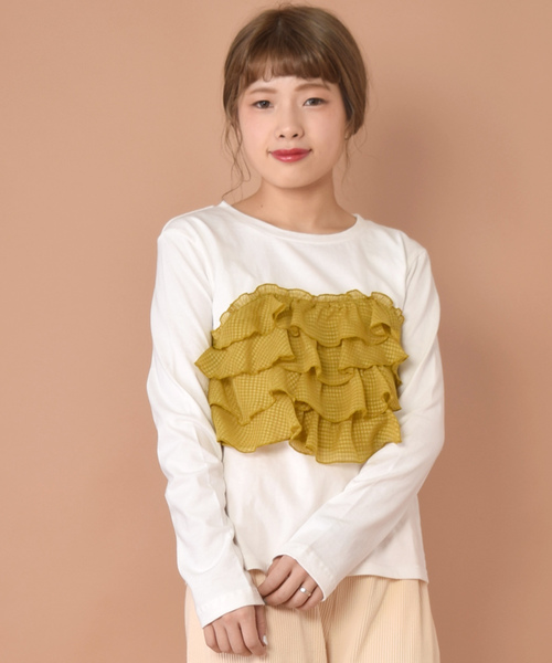 w closet(ダブルクローゼット)の「チェックビスチェドッキングプルオーバー(Tシャツ/カットソー・レディース・ホワイト/イエロー/ブラック・FREE)」の3枚目の写真