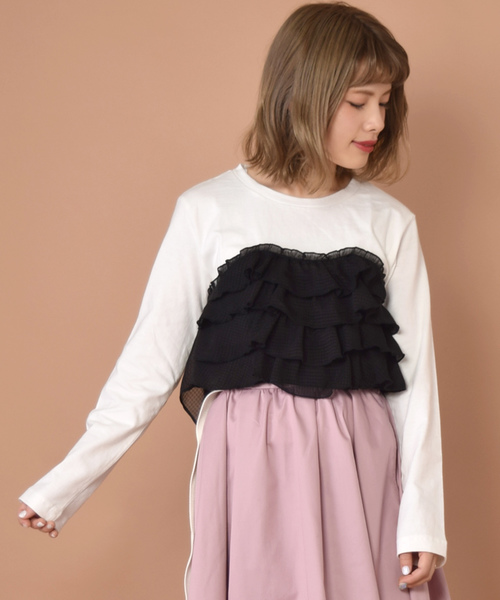 w closet(ダブルクローゼット)の「チェックビスチェドッキングプルオーバー(Tシャツ/カットソー・レディース・ホワイト/イエロー/ブラック・FREE)」の2枚目の写真