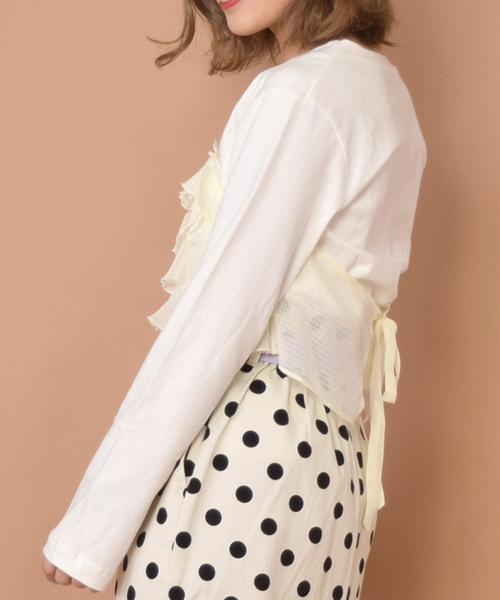 w closet(ダブルクローゼット)の「チェックビスチェドッキングプルオーバー(Tシャツ/カットソー・レディース・ホワイト/イエロー/ブラック・FREE)」の5枚目の写真