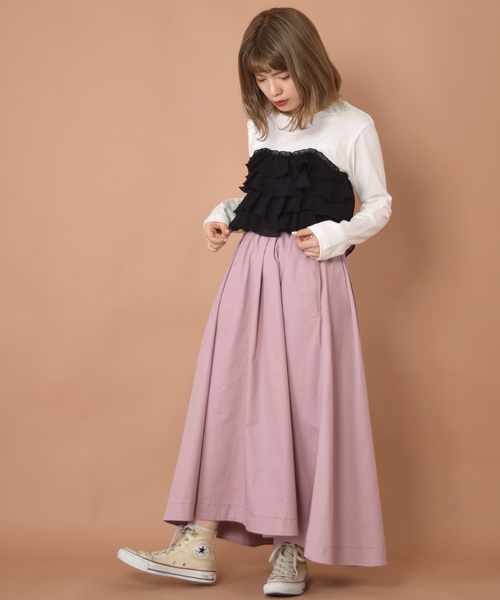 w closet(ダブルクローゼット)の「チェックビスチェドッキングプルオーバー(Tシャツ/カットソー・レディース・ホワイト/イエロー/ブラック・FREE)」の8枚目の写真