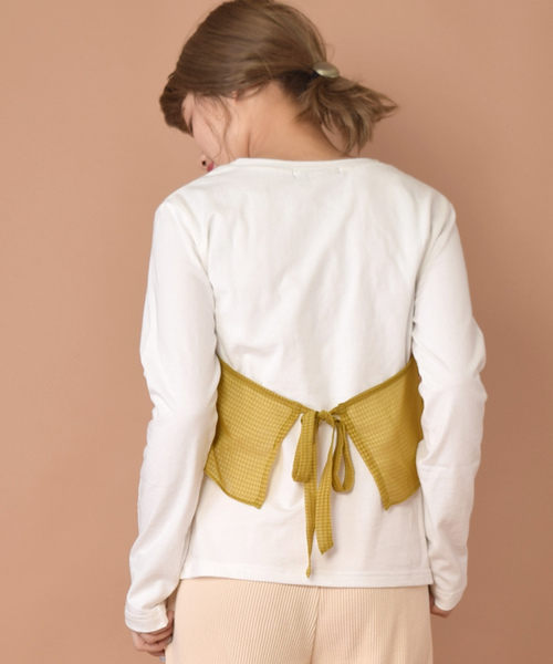 w closet(ダブルクローゼット)の「チェックビスチェドッキングプルオーバー(Tシャツ/カットソー・レディース・ホワイト/イエロー/ブラック・FREE)」の14枚目の写真