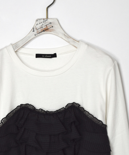 w closet(ダブルクローゼット)の「チェックビスチェドッキングプルオーバー(Tシャツ/カットソー・レディース・ホワイト/イエロー/ブラック・FREE)」の17枚目の写真