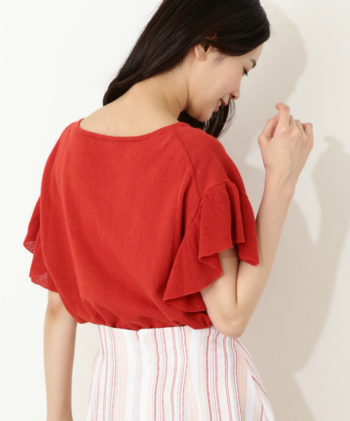 NATURAL BEAUTY BASIC（ナチュラルビューティーベーシック）の「◆ラミーコットンフレアスリーブニット（ニット/セーター・レディース・レッド/ブルー/ホワイト系その他・MEDIUM）」の15枚目の写真