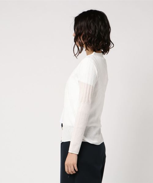 Letroyes（ルトロワ）の「透かし編みVネックカーディガン（カーディガン/ボレロ・レディース・ホワイト/イエロー/レッド・SMALL）」の5枚目の写真