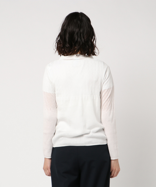 Letroyes（ルトロワ）の「透かし編みVネックカーディガン（カーディガン/ボレロ・レディース・ホワイト/イエロー/レッド・SMALL）」の4枚目の写真