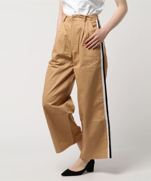 KOBE LETTUCE（コウベレタス）の「サイドラインデザインハイウエストワイドチノパンツ/レディース/ボトムス[M2191]神戸レタス（チノパンツ・レディース・ブラック/オフホワイト/キャメル・FREE）」の7枚目の写真