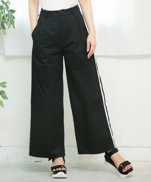 KOBE LETTUCE（コウベレタス）の「サイドラインデザインハイウエストワイドチノパンツ/レディース/ボトムス[M2191]神戸レタス（チノパンツ・レディース・ブラック/オフホワイト/キャメル・FREE）」の9枚目の写真