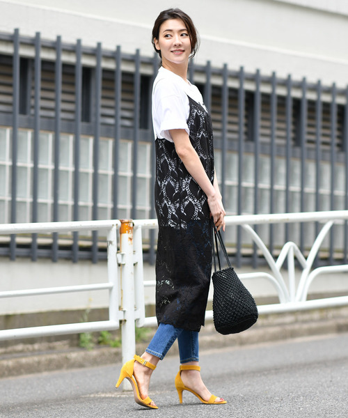 RIVE DROITE（リヴドロワ）の「リーフレースキャミワンピース（ワンピース・レディース・ブラック/オフホワイト・FREE）」の5枚目の写真